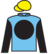 Satono Glow racing colours: Pale blue, black disc and sleeves, yellow cap
