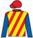 Future History racing colours: Red and yellow diagonal stripes, blue sleeves, red cap