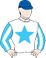 Costalivin racing colours: White, Pale Blue Star, Striped Sleeves, Royal Blue Cap